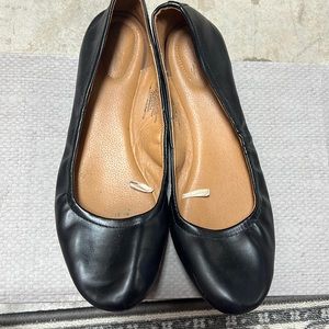 Black leather flats